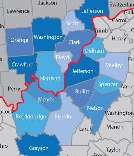 Basement waterproofing in Kentucky and Indiana in Bullitt, Hardin, Jefferson, Meade, Oldham, Shelby, Spencer, Breckinridge, Grayson, Nelson KY, Clark, Crawford, Floyd, Harrison, Jefferson, Orange, Scott and Washington IN county areas.